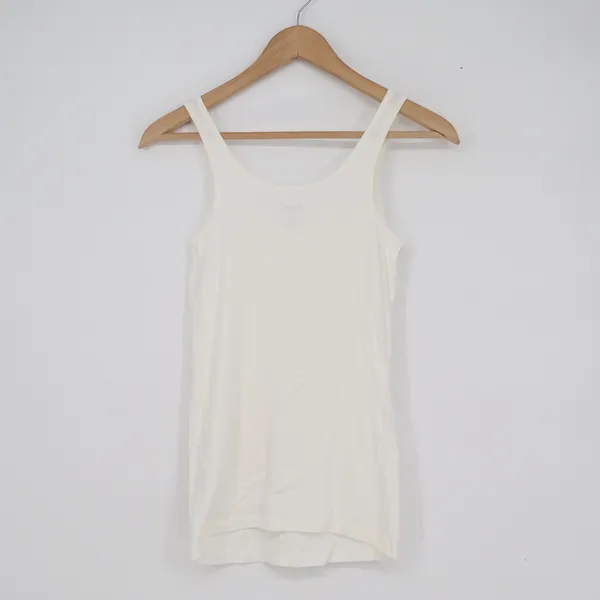 Old Navy Tami Tank Top Womens Small Off White Fitted Cotton Modal Stretch Scoop - Image 4