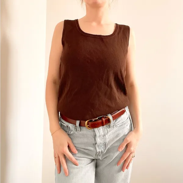Vintage Brown Sleeveless Top Size M - Image 2