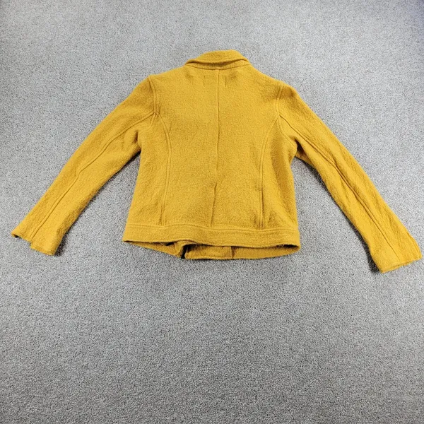 Tahari Womens Moto Jacket Small Yellow Wool Blend Boucle Zip Up Pockets - Image 2