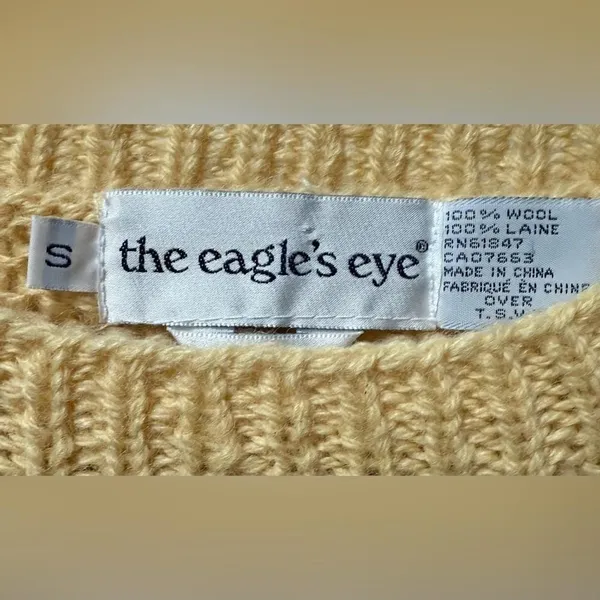 Aran Cable Knit Vintage‎ 90's Wool Fisherman Sweater Celtic Coastal Eagle Eye S - Image 3