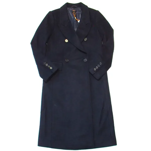NWT Quince Italian Wool Double-Breasted Long Coat in Cadet Blue XS - Image 2