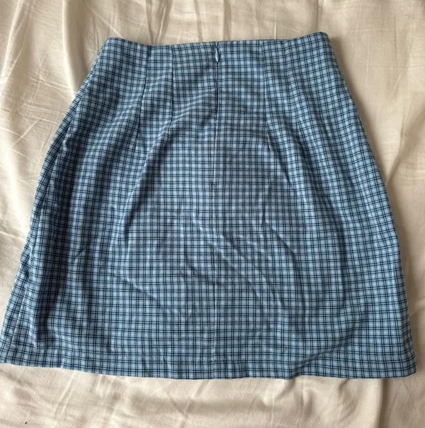 Brandy Melville Cara Blue Plaid Skirt - Image 2