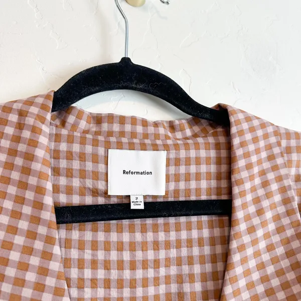 Reformation | Olli Gingham Button Front Top in Audrie Check - Image 5