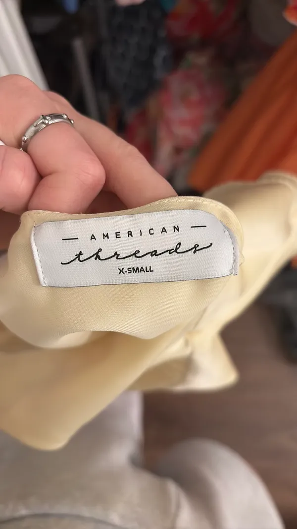 Light Yellow Satin American Threads top - Image 3