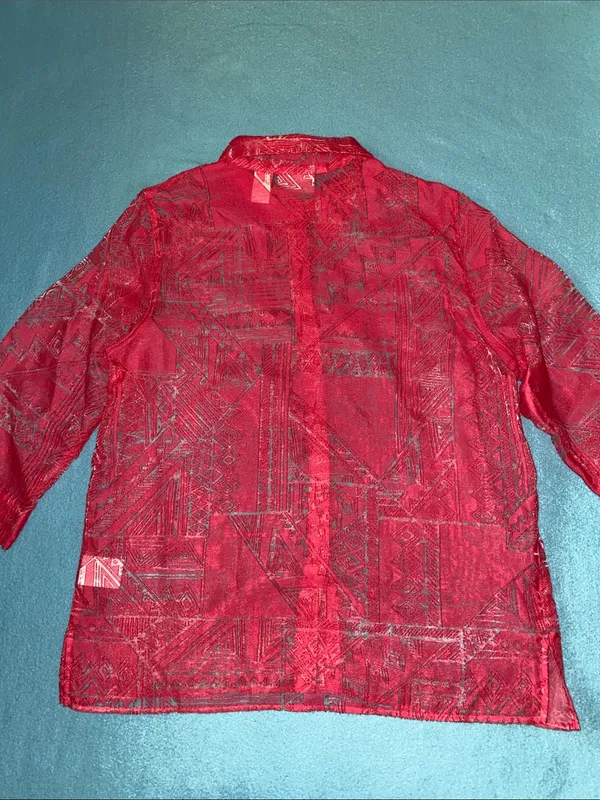 ALFRED DUNNER 2 pc button up 3/4 sleeve semi sheer, matching tank top size 16 - Image 4