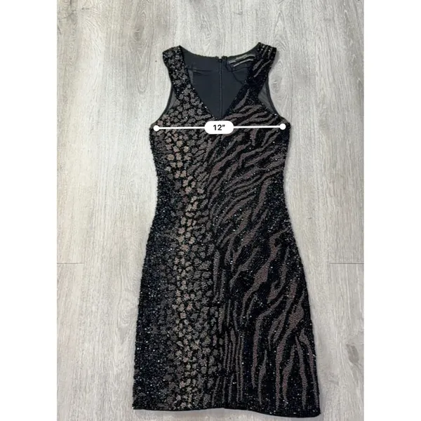 AllSaints Shia Y2K Style Hand Embellished Beaded Sequin Animal Print Mini Dress0 - Image 7