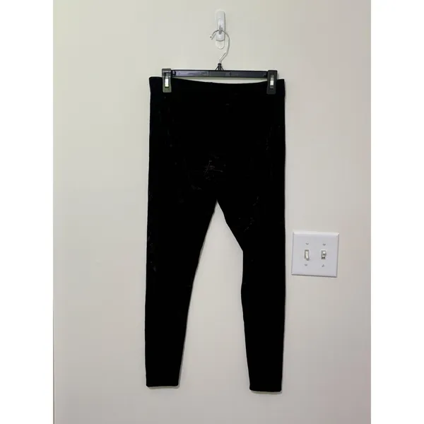 Nordstrom Black Velvet Leggings Soft Stretch Casual Pants Size‎ M - Image 2