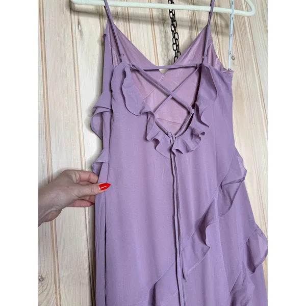 NWT Lulus Fancy Sweetness Lavender Ruffled Lace-Up Sleeveless Maxi Dress Size XS - Image 7