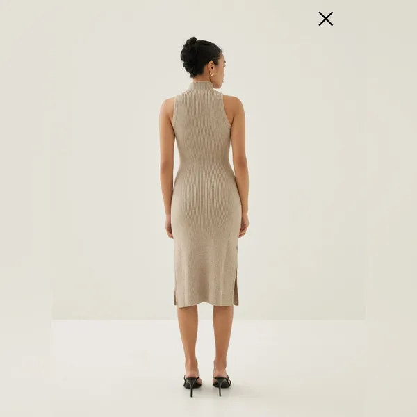 New with tags by Love Bonito Katrin Turtleneck Midi Dress Sleeveless Tan Knit - Image 3