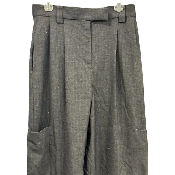 Topshop Gray Wide Leg Pinstripe Pants 6 NWT Trousers High Waisted Professional - Image 3