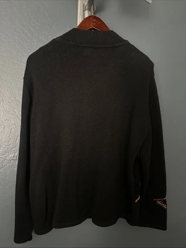 Vintage Tiara international 2004 Zip-Front Sweater with Red Cardinal Embroidery - Image 3