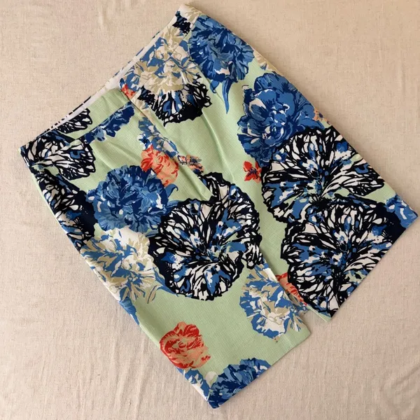 J.Crew Womens Floral Cotton Pencil Skirt‎ Mint Blue Green Size 8 - Image 9
