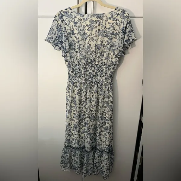Toile floral blue and white dress - Image 2