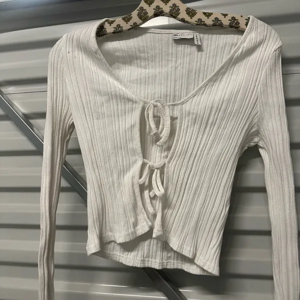 ASOS White Ribbed Long Sleeve Top - Image 2