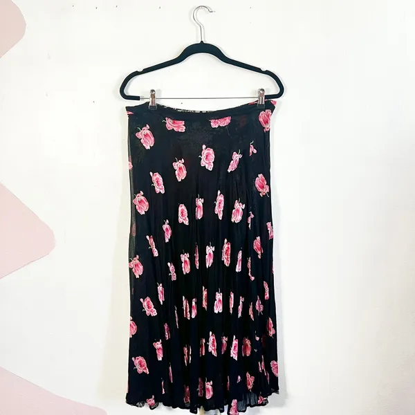 Coldwater Creek Reversible Maxi Skirt Womens Sz Large Floral‎ Boho Vintage 90s - Image 2