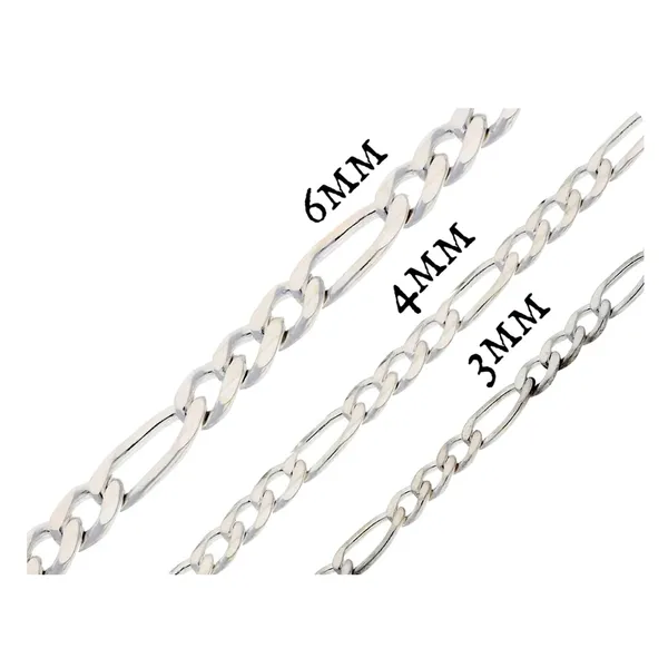 NEW Unisex Rhodium Plated 925 Sterling Silver‎ Figaro Chain Bracelet, 8” - Image 11