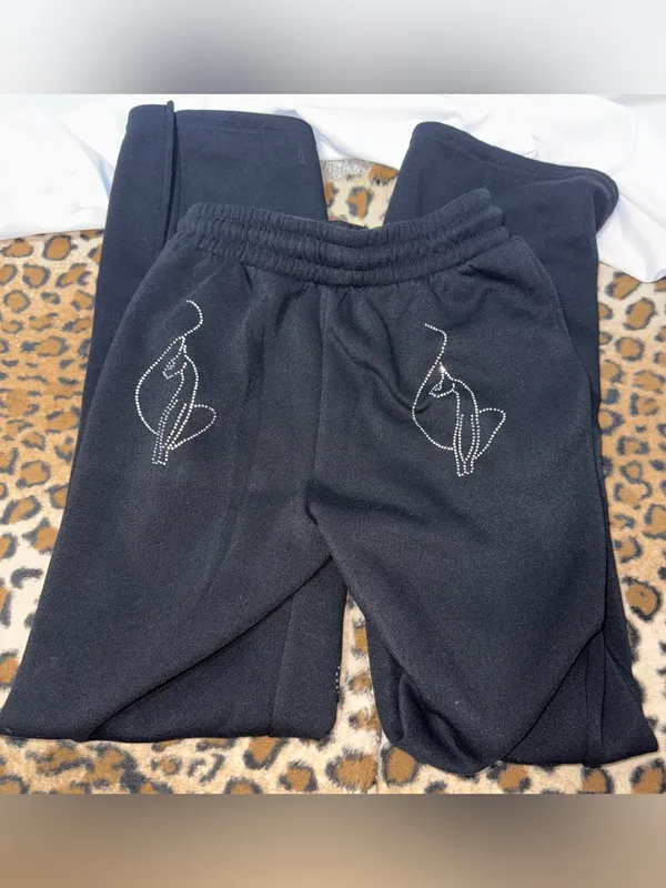 Iconic Y2K Baby Phat sweatpants in black with rhinestones - Image 4