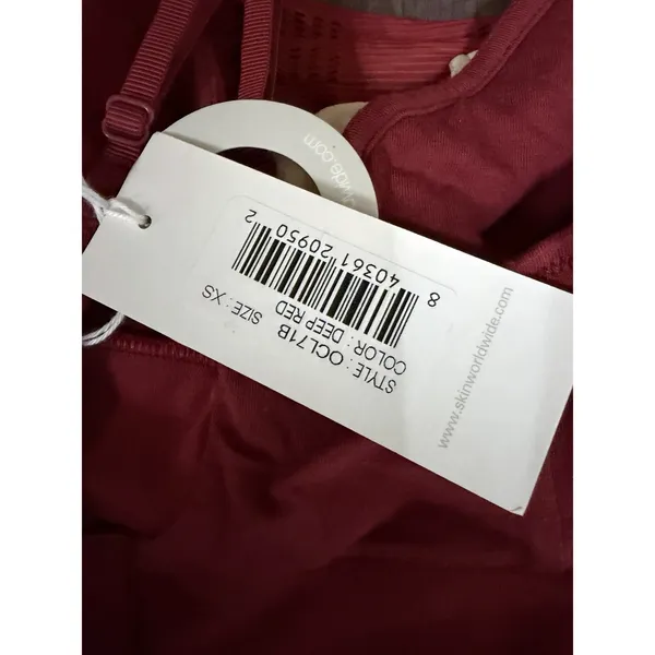 SKIN Worldwide Organic Pima Cotton Deep‎ Red Bralette Bra XS OCL71B - Image 3