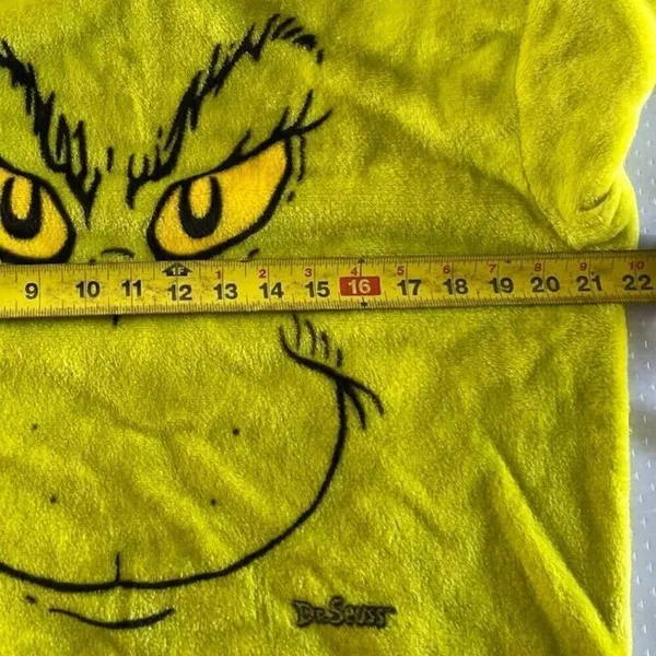 Dr. Seuss The Grinch Plush Sweatshirt Soft Long Sleeve Sz L Green Christmas - Image 7