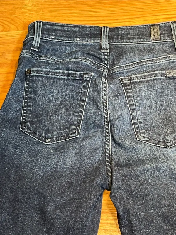 7 For All Mankind Dark Blue Skinny Jeans with Red Side Stripe - Image 5