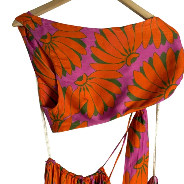 Farm Rio Copacabana Orange Printed One Shoulder Cut Out Maxi Dress Size Large - Image 7