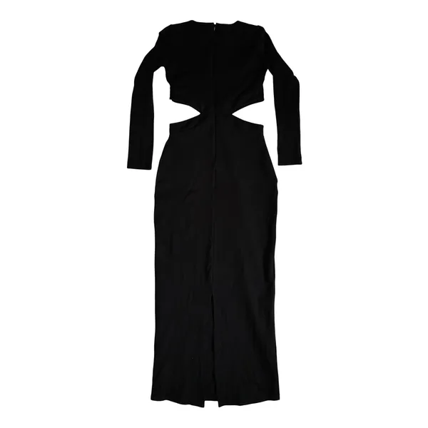 Lulus Womens S Black Cutout‎ Long Sleeve Bodycon Maxi Dress Back Slit - Image 2