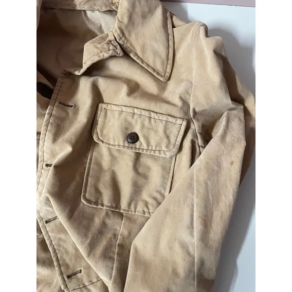 Vintage Handmade Tan/Light Brown Shirt Jacket Size M - Image 10