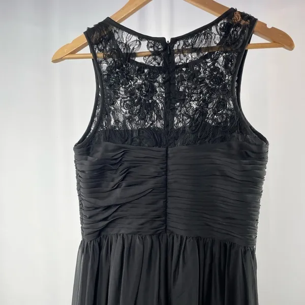 Monique Lhuillier Bridesmaids Sleeveless Lace Detail Gown in‎ Black Size 8 - Image 7
