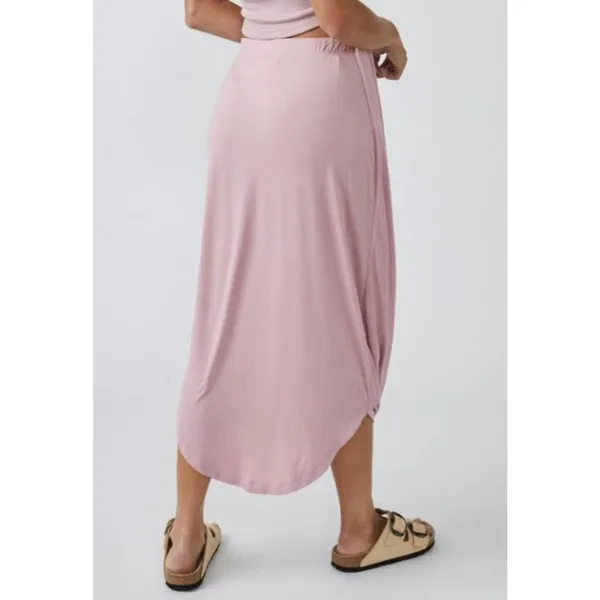 Free People FP Beach Womens Ruched Daphne Pull-on Midi Skirt Pink Size XS NWOT - Image 3