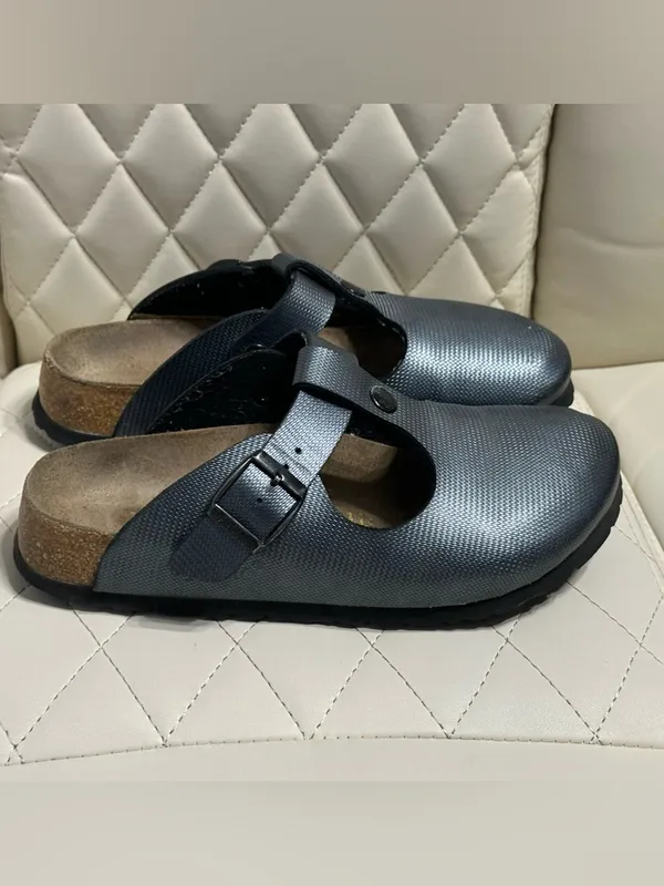 Birkenstock Papillio textured clogs in gunmetal silver size 36 or 5/5.5 women - Image 11