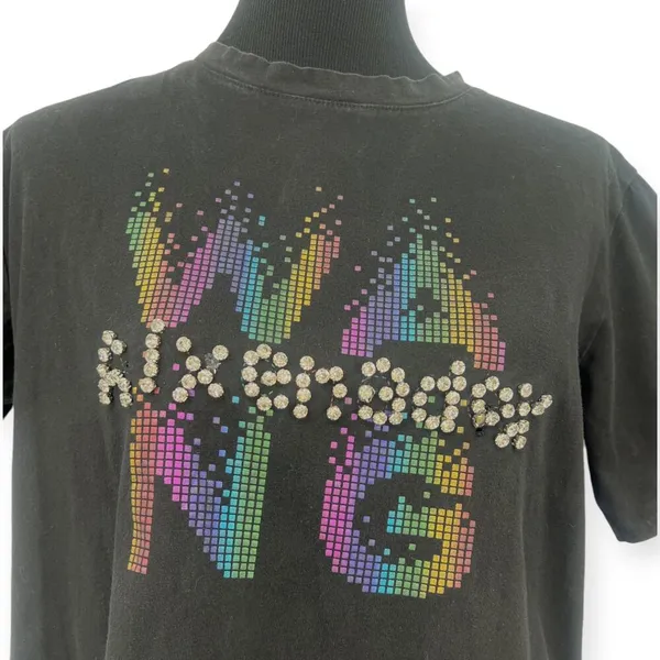 Alexander Wang | M | Womens T-shirt Top Logo Rhinestone Embellished Designer - Image 2