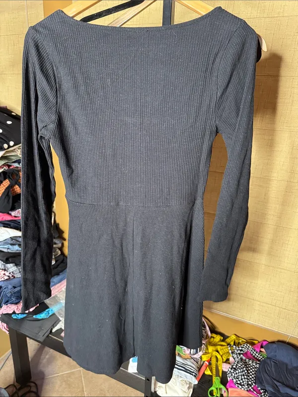 NWT Altar’d State Black Ribbed Henley Fit & Flare Dress Size Large - Image 8