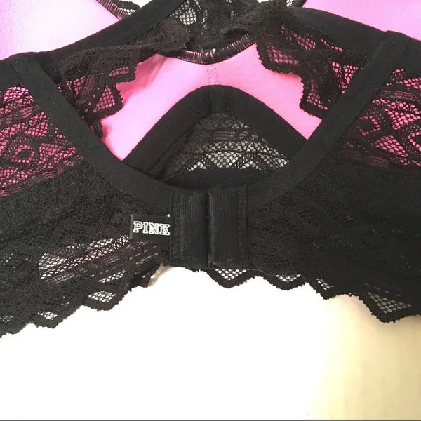 PINK Victoria’s Secret black lace racer back bra M‎ - Image 6
