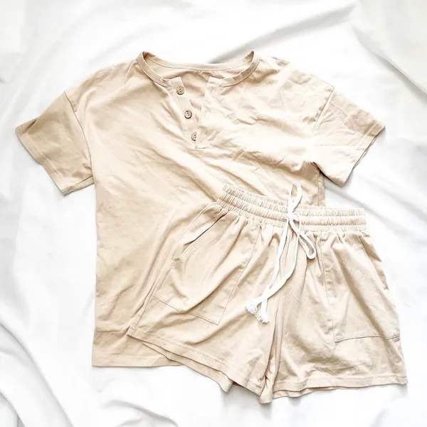 Two Piece Short Sleeve Set Tan - Image 3
