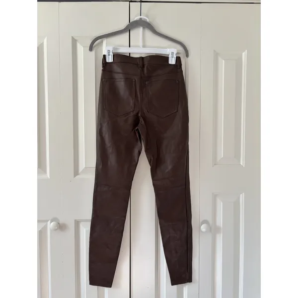 Free People Brown Faux Leather Skinny Pants 27 - Image 9