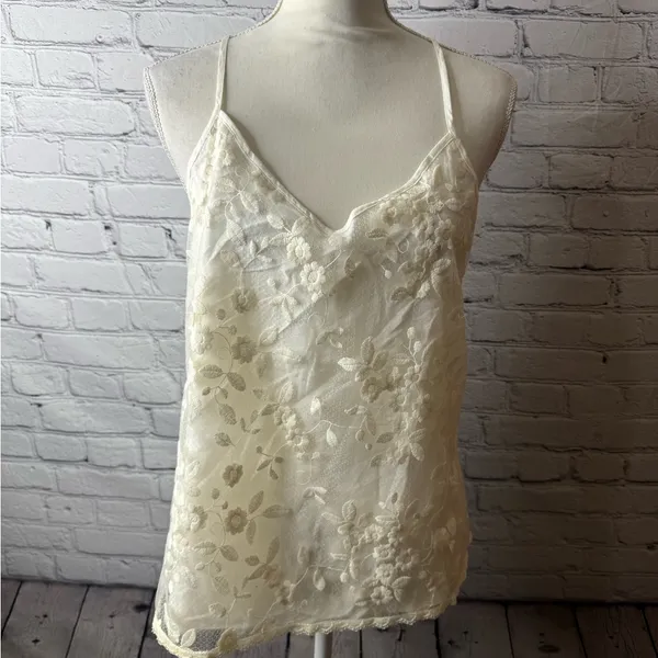 NWT Anthropologie E by Eloise Elegant Cream Floral Lace Women's Top size medium - Image 2