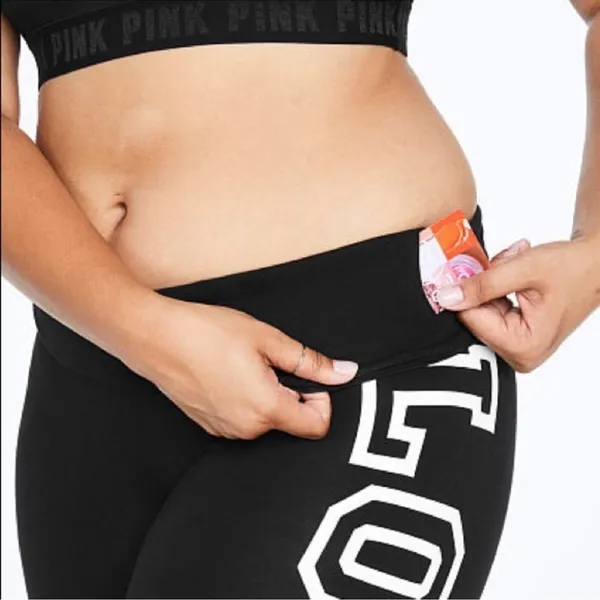 NWOT PINK Victoria’s Secret Black High Rise Leggings Silver Logo Sz XXL RARE - Image 10