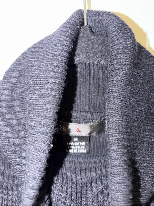 Classic Black Ribbed Turtle Neck Sweater Size Medium - Image 2