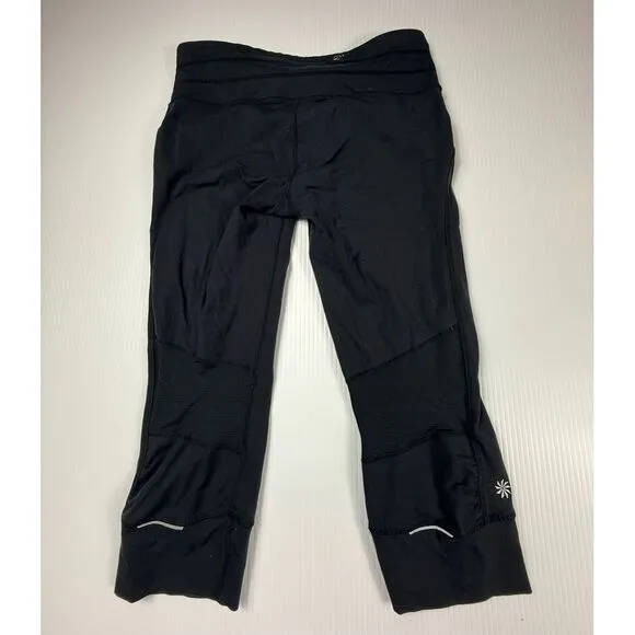 Athleta Black Cropped Athletic Leggings Performance Workout‎ Running Pants M - Image 5