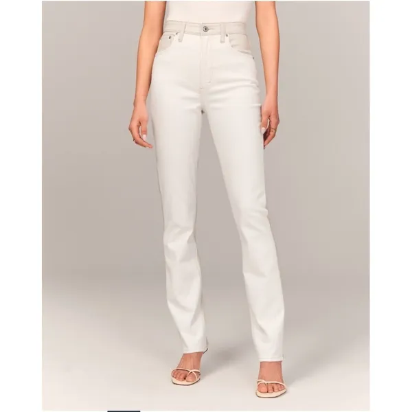Abercrombie & Fitch Jeans Women 24 White 90s Straight Ultra High Rise Side‎ Slit - Image 2