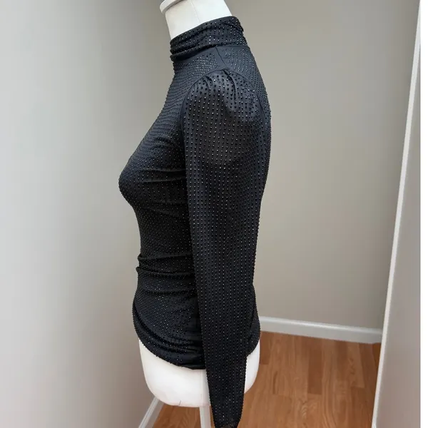 Generation Love Studded Mock Neck Long Sleeve Fitted Top Party Womens XS NEW - Image 4