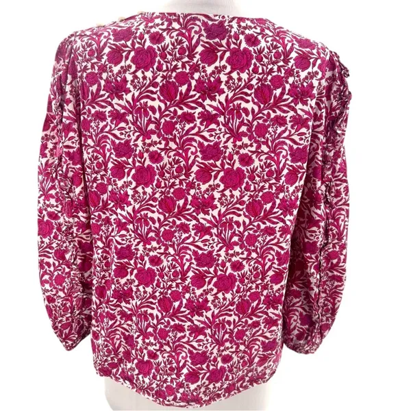 J.‎ Crew Sambourne Liberty Art Sambourne Pink Western Floral Ruffle Blouse Sz S - Image 4
