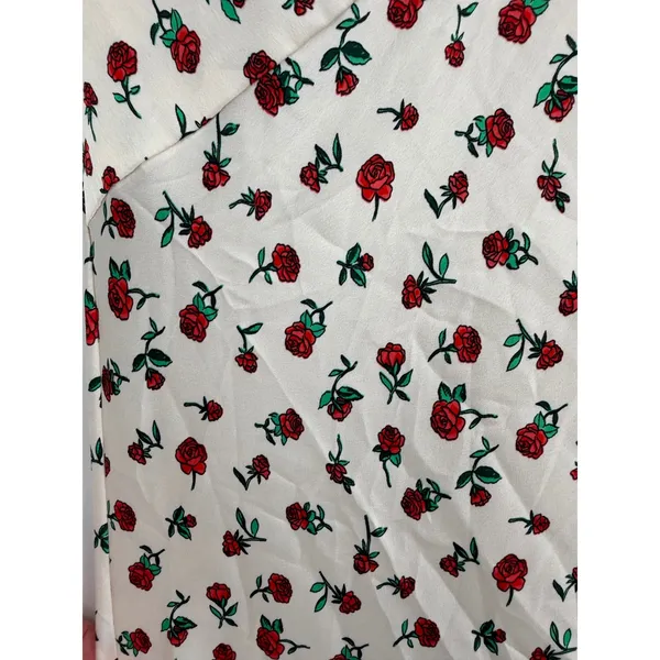 A New Day Midi Slip Dress Women L Cream Red Rose Floral Coquette Romantic - Image 11