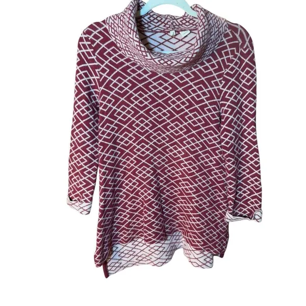 Anthropologie Moth Cowled Galena Pullover‎ Red Motif Sz small - Image 9