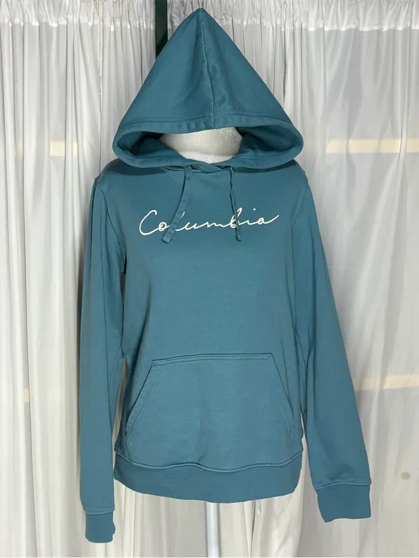 Columbia Women’s Blue/Teal Script Logo Pullover Hoodie Size S - Image 2