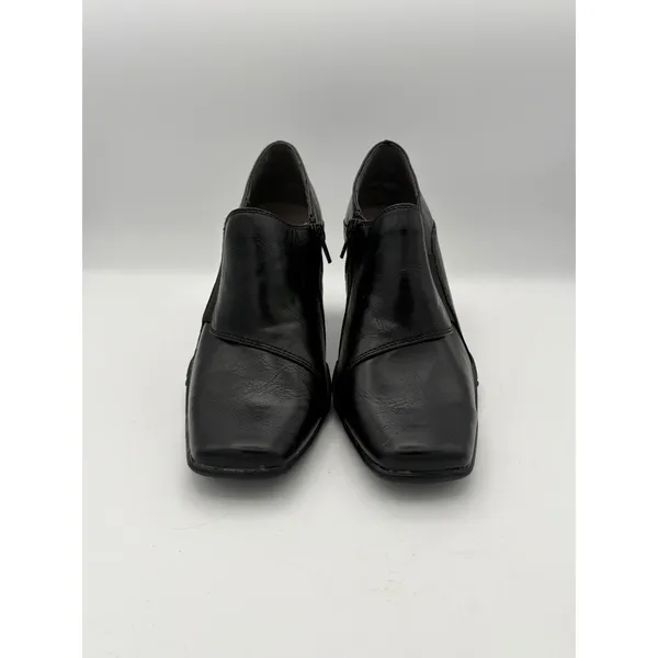 Women’s Aerosoles Size 8 Black Leather Ankle Boot Heels - Image 2