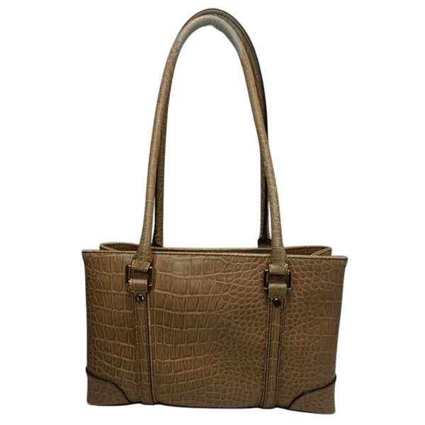 Vintage Liz Claiborne Tan Faux leather Croc shulder bag - Image 2