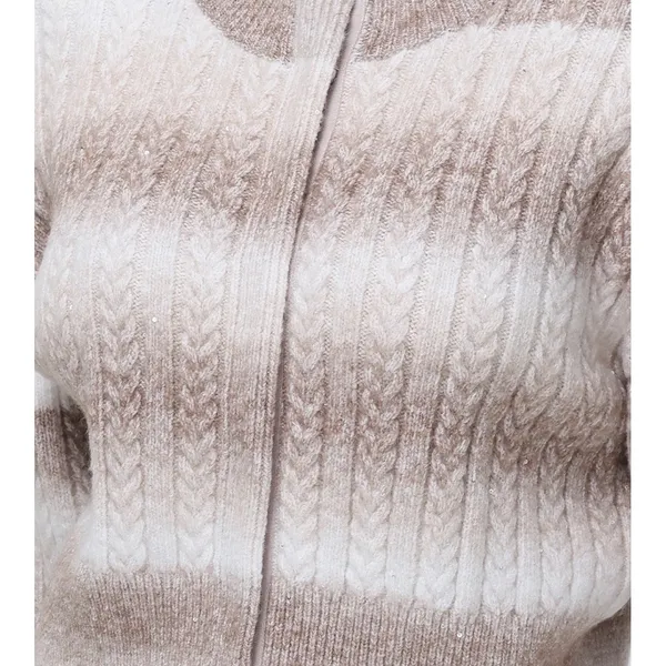 525 america sweater WILLOW: OMBRE SEQUIN CROP CARDIGAN Size XS Beige Cream - Image 4