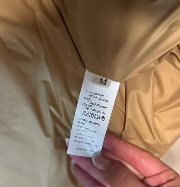 Tan cropped puffer vest Size M - Image 3