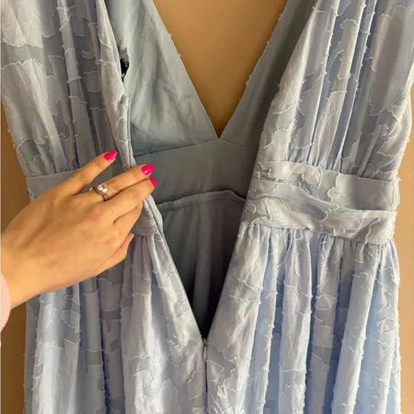 Lulus Sweet Sophistication Light Blue Burnout Floral Maxi Dress Size XL Formal - Image 9